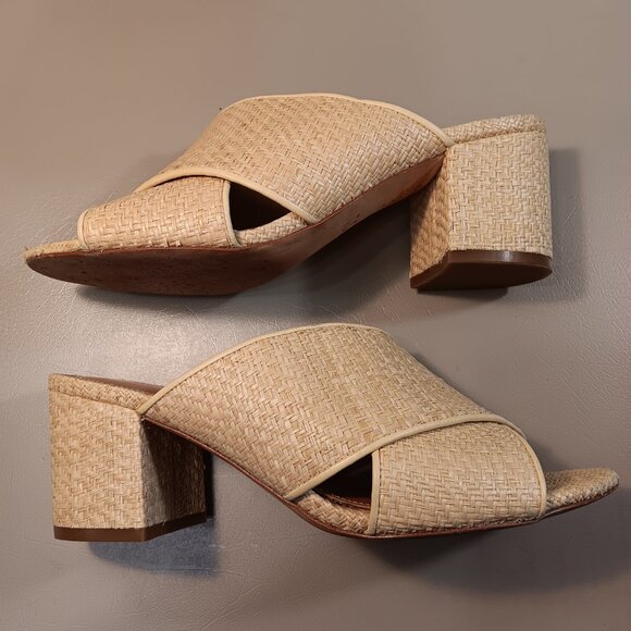 J. McLaughlin women's 'Tribeca' Raffia Heeled Slide Sandal sz 8 M - Picture 5 of 12